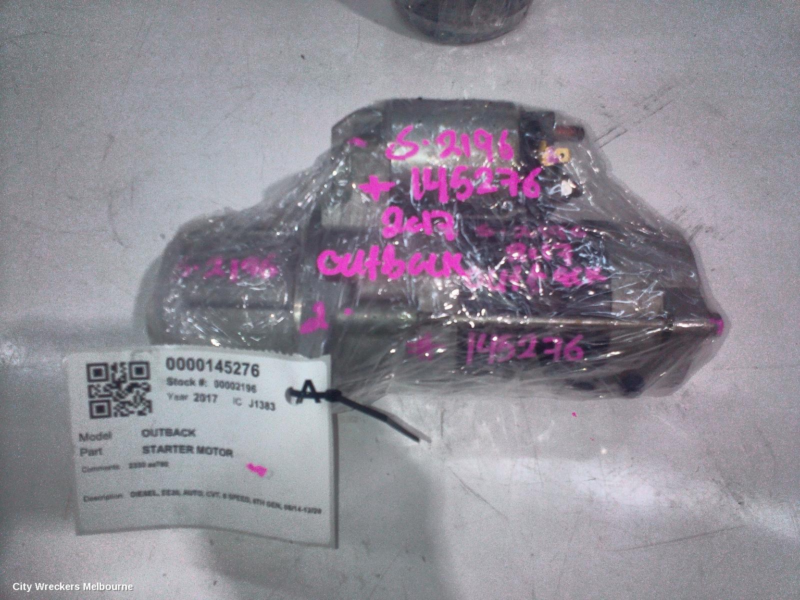 SUBARU OUTBACK STARTER, DIESEL, EE20, AUTO, CVT, 6 SPEED, 6TH GEN, 08/2014 - 12/2020