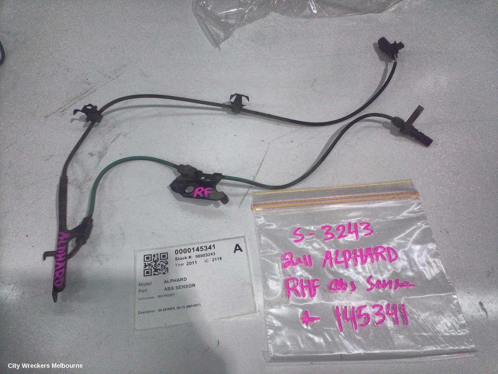 TOYOTA ALPHARD ABS SENSOR, 20 SERIES, 08-15 (IMPORT)
