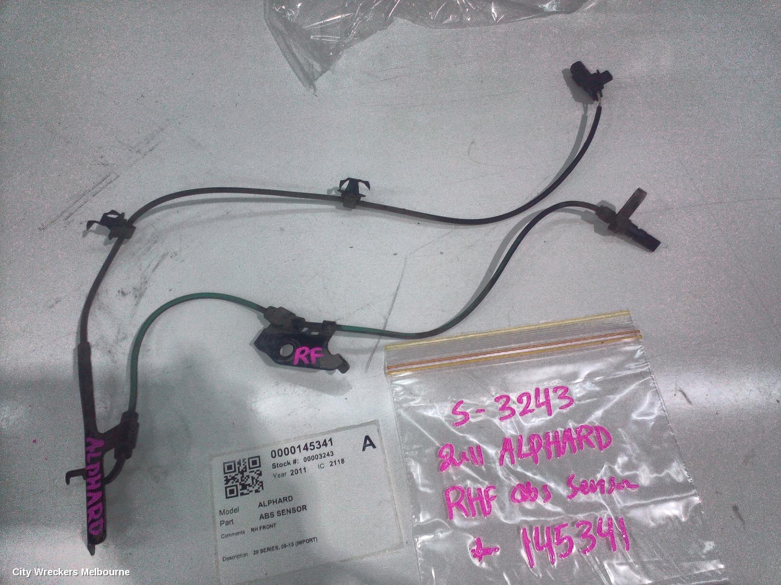 TOYOTA ALPHARD ABS SENSOR, 20 SERIES, 08-15 (IMPORT)