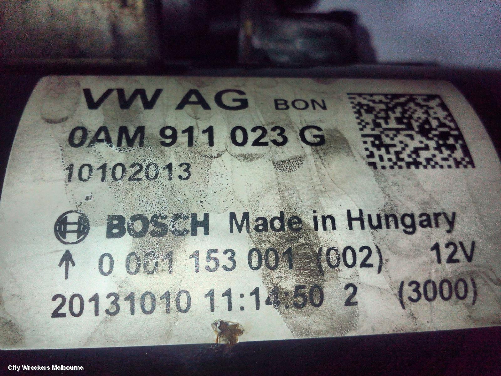 VOLKSWAGEN CADDY STARTER, DIESEL, 1.6, AUTO T/M, BOSCH, W/ START/STOP TYPE, 2K, 08/2010 - 06/2015