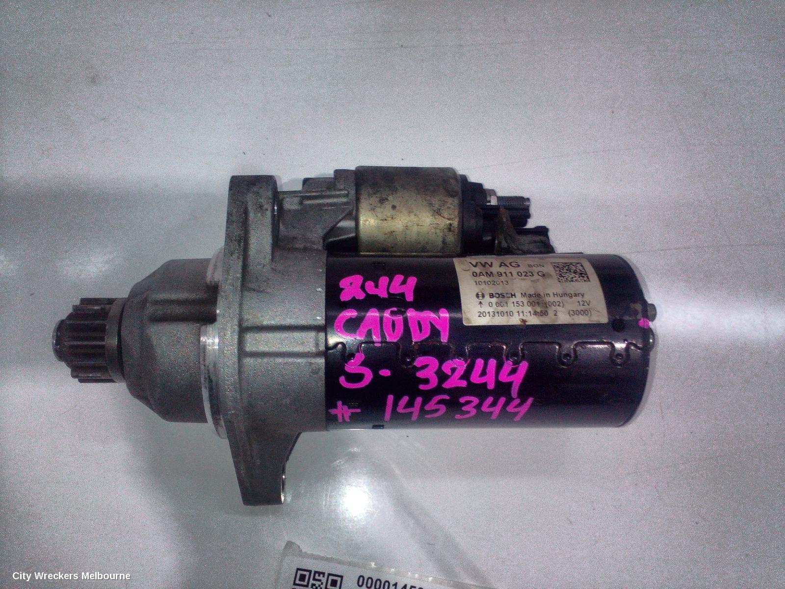 VOLKSWAGEN CADDY STARTER, DIESEL, 1.6, AUTO T/M, BOSCH, W/ START/STOP TYPE, 2K, 08/2010 - 06/2015