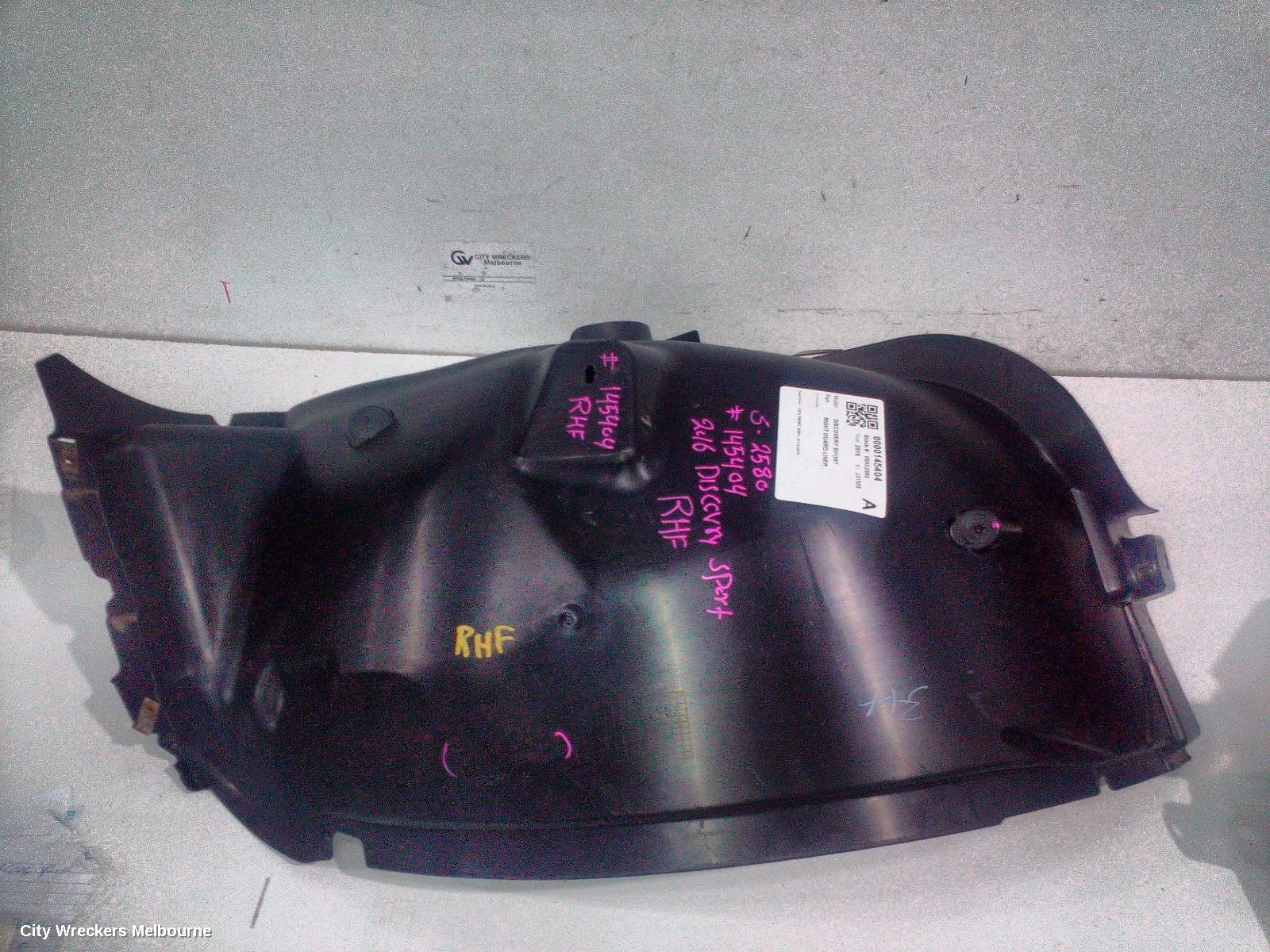 LAND ROVER DISCOVERY SPORT LEFT GUARD LINER, L550, FRONT ASSY, 01/2015 - 06/2019