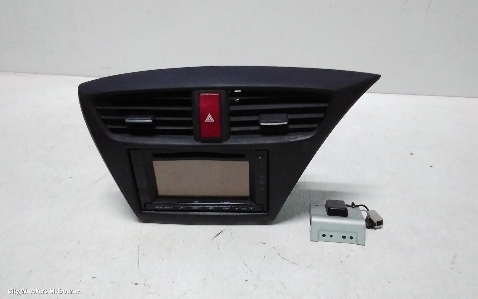 HONDA CIVIC RADIO/CD/DVD/SAT/TV, CONTROL/HEAD UNIT, 9TH GEN, HATCH, NON CD RDS TYPE, 02/2012 - 03/2015