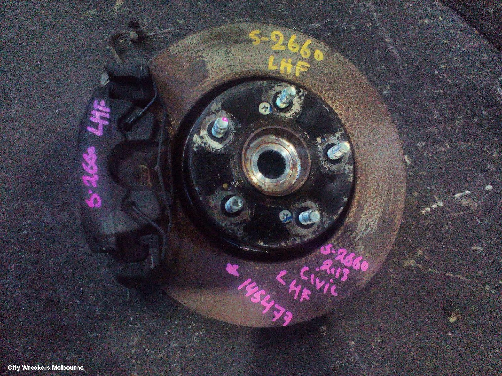 HONDA CIVIC LEFT FRONT HUB ASSEMBLY, 9TH GEN, HATCH, 1.8, AUTO T/M, 06/2012 - 04/2016