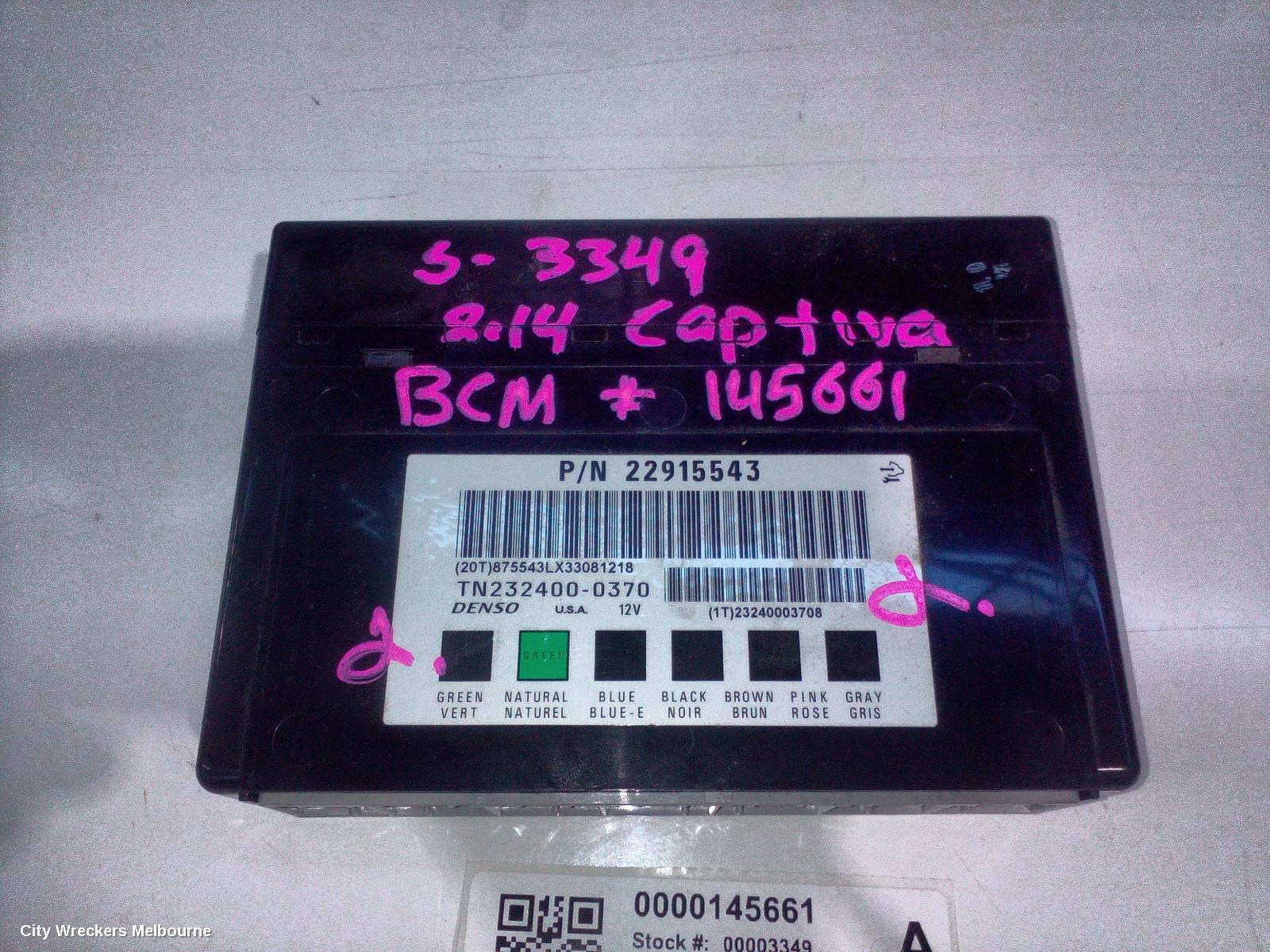 HOLDEN CAPTIVA ECU, BCM, CG, 01/2011 - 06/2018