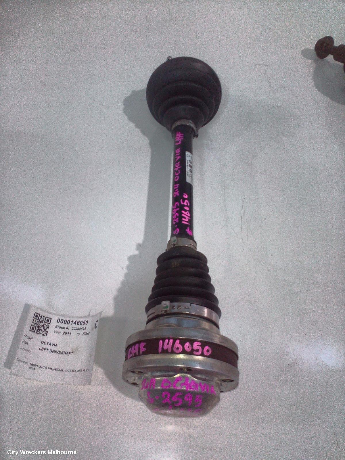 SKODA OCTAVIA LEFT DRIVESHAFT, FRONT, AUTO T/M, PETROL, 1.4, CAXA CODE, 1Z, 08/2010 - 10/2013