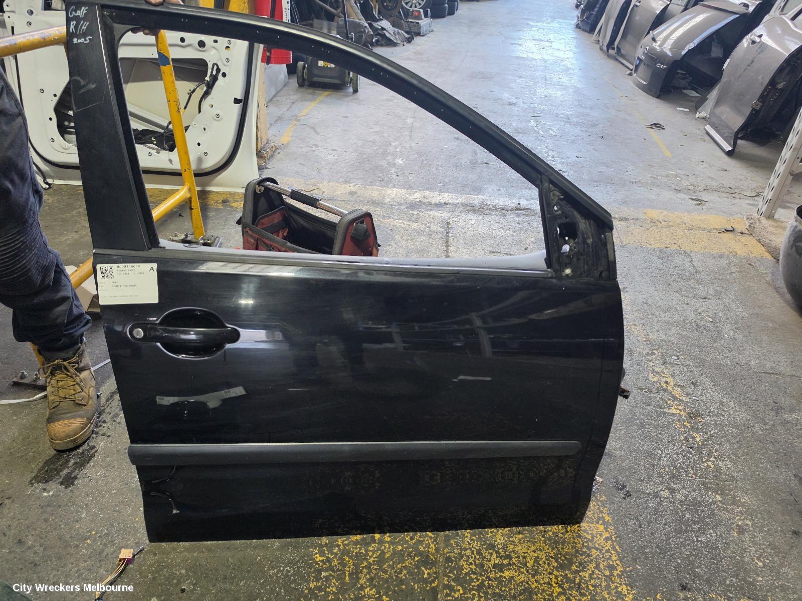 VOLKSWAGEN POLO RIGHT FRONT DOOR, 9N, 5DR HATCH/SEDAN, 07/2002 - 04/2010