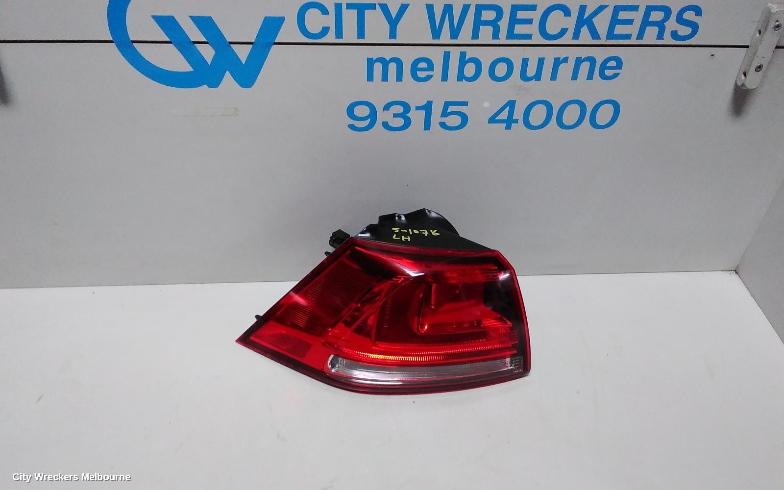 VOLKSWAGEN GOLF LEFT TAILLIGHT, GEN 7, HATCH, STANDARD, NON LED TYPE, 03/2013 - 03/2017