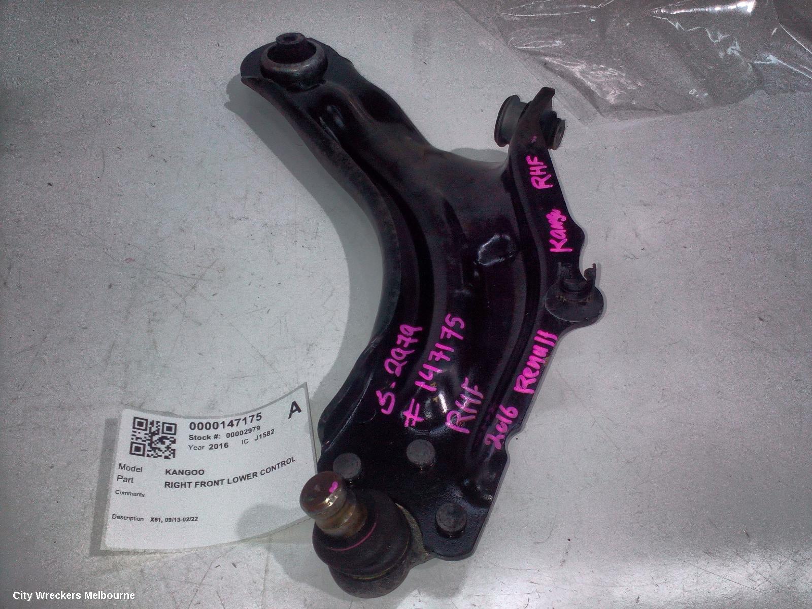 RENAULT KANGOO RIGHT FRONT LOWER CONTROL ARM, X61, 09/2013 - 02/2022