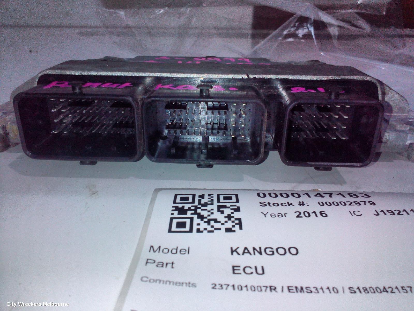 RENAULT KANGOO ECU, ENGINE ECU, 1.6, ECU ONLY, X61, 10/2010 - 06/2016