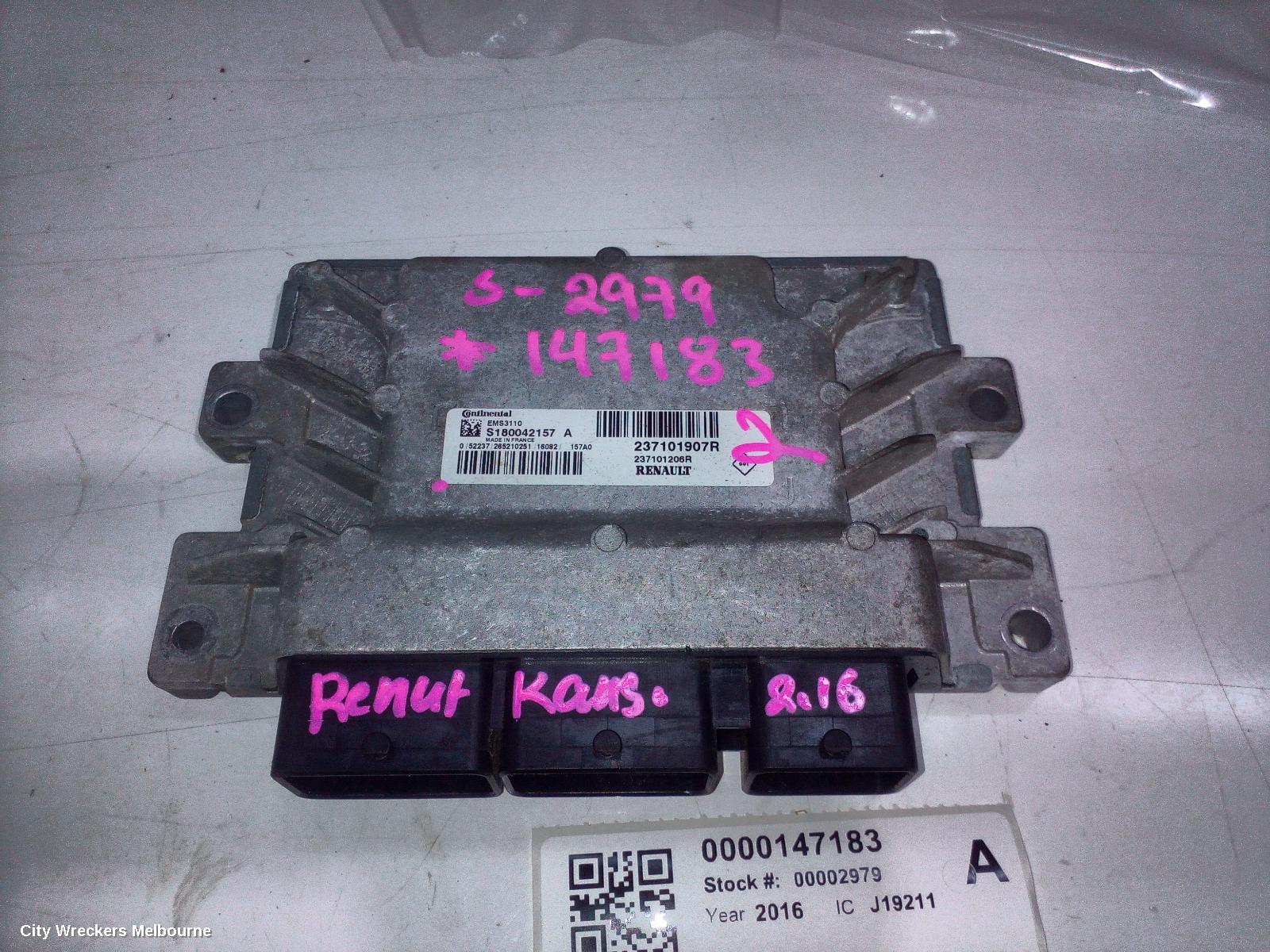 RENAULT KANGOO ECU, ENGINE ECU, 1.6, ECU ONLY, X61, 10/2010 - 06/2016