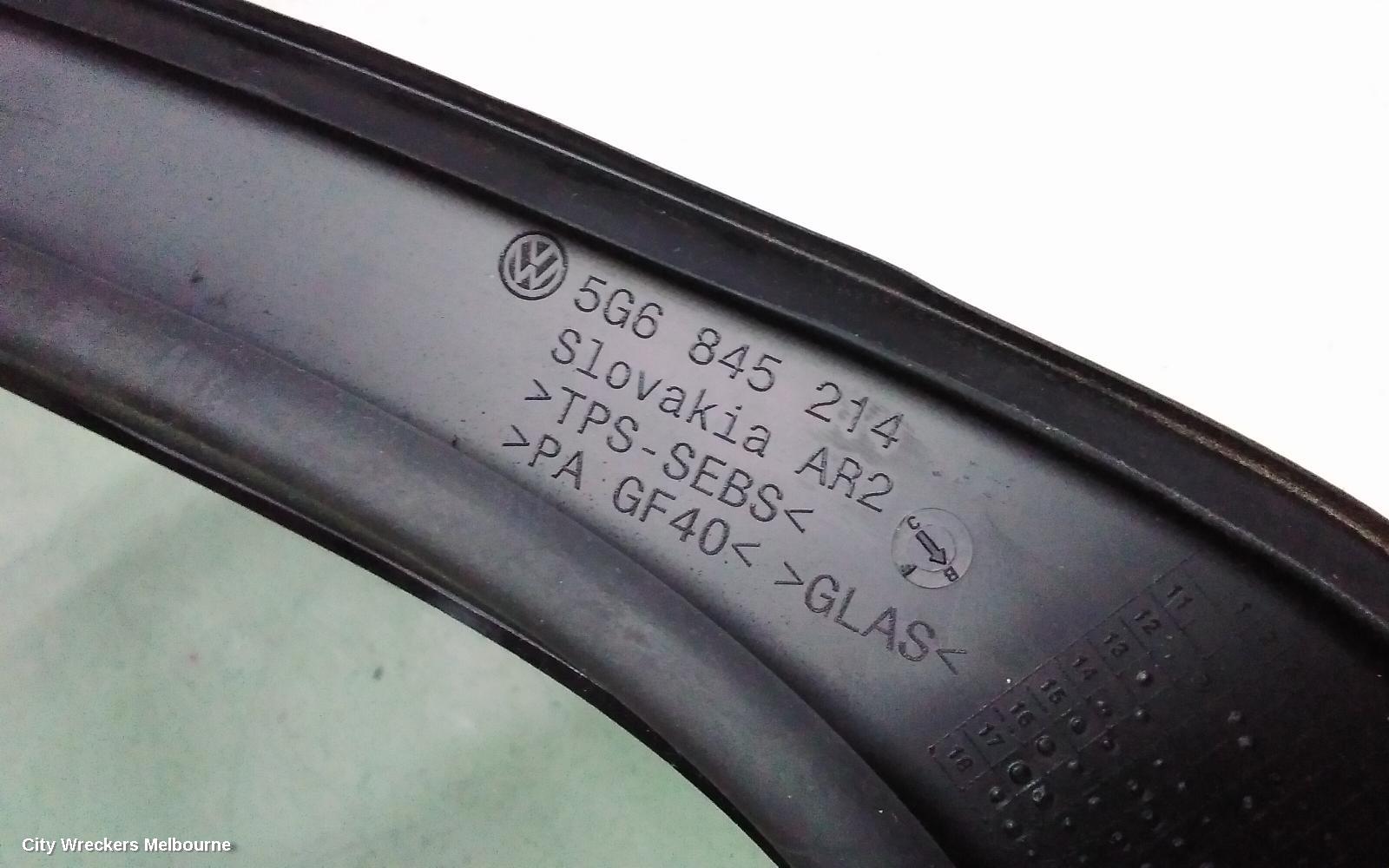 VOLKSWAGEN GOLF RIGHT REAR 1/4 DOOR GLASS, GEN 7, HATCH, TINTED, 11/2012 - 08/2020