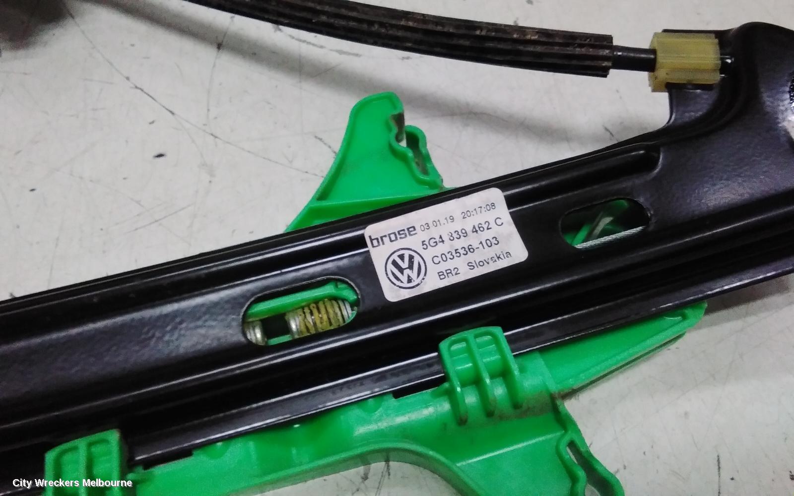 VOLKSWAGEN GOLF RIGHT REAR WND REG/MOTOR, GEN 7, 5DR HATCH, DOOR REG ASSY (REG AND MOTOR), 11/2012 - 08/2020