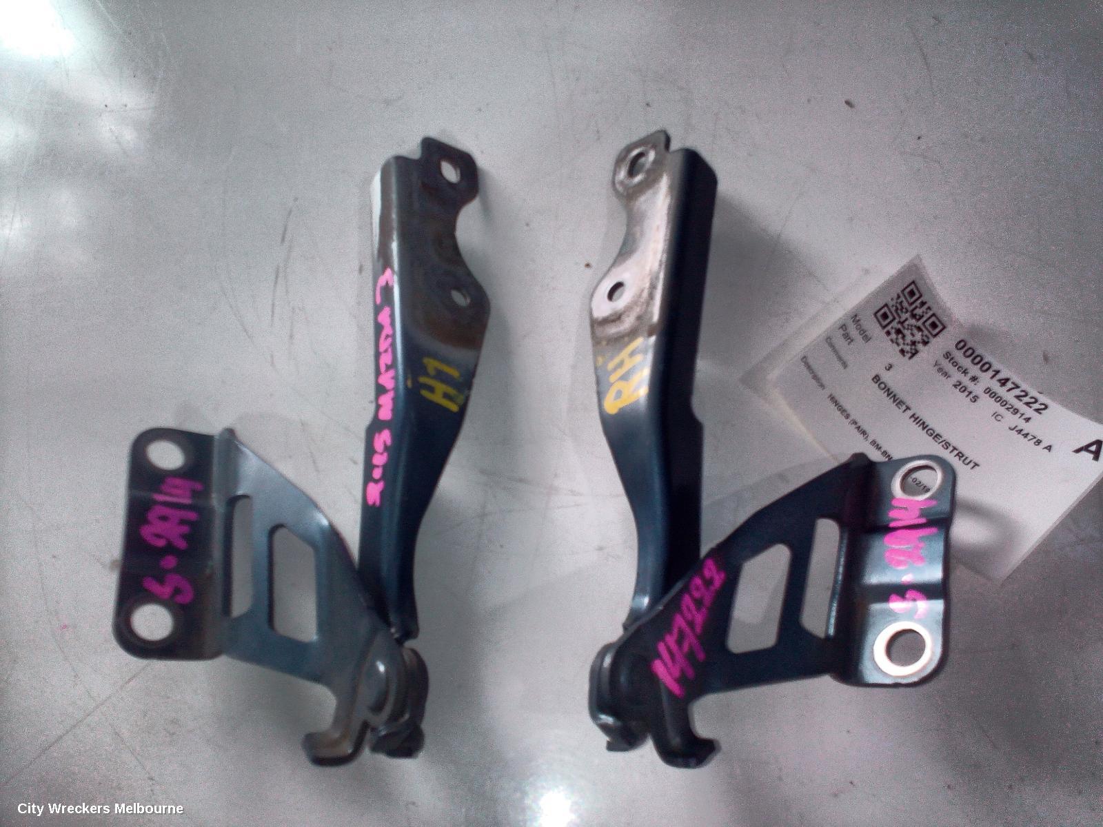 MAZDA 3 BONNET HINGE/STRUT, HINGES (PAIR), BM-BN, 11/2013 - 02/2019