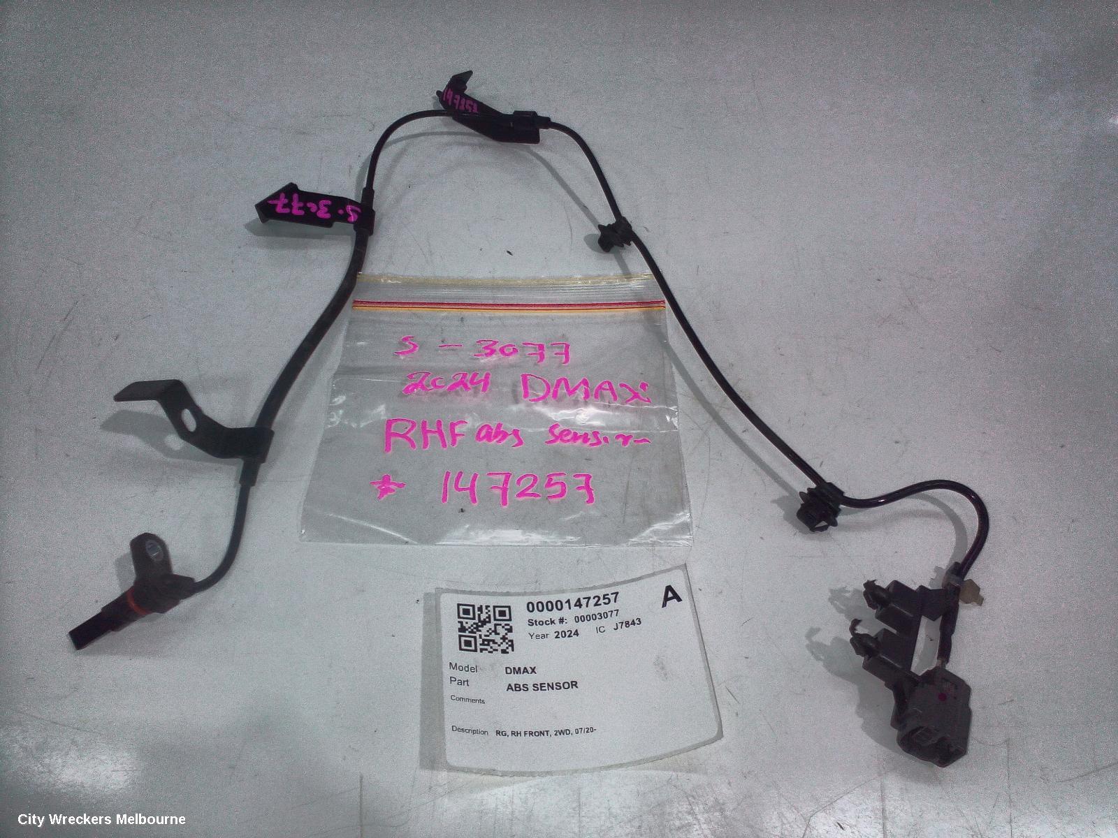 ISUZU DMAX ABS SENSOR, RG, RH FRONT, 2WD, 07/2020 ONWARDS