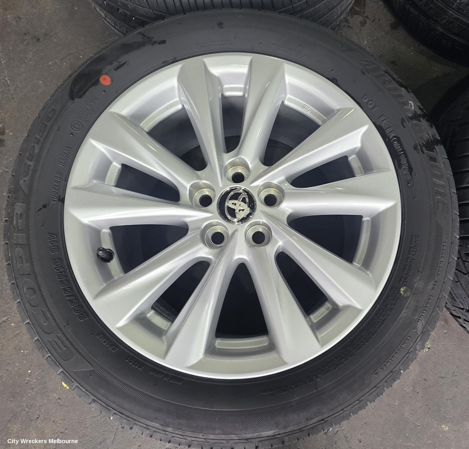 TOYOTA COROLLA WHEEL MAG, E210, FACTORY, 16X7IN, 10 SINGLE SPOKE, GREY, 09/2019 ONWARDS