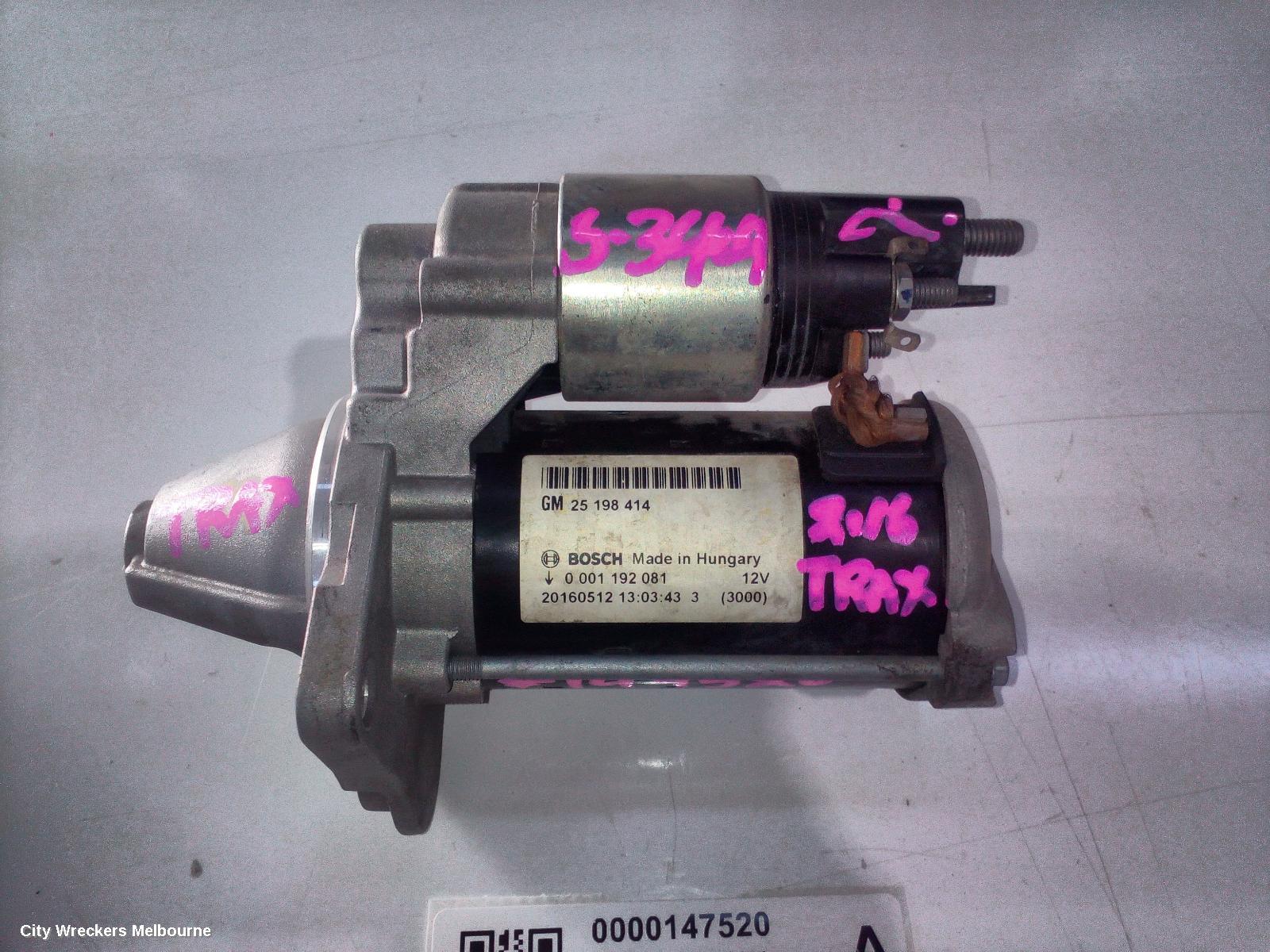 HOLDEN TRAX STARTER, PETROL, 1.4, AUTO T/M, TJ SERIES, 08/2014 - 12/2020