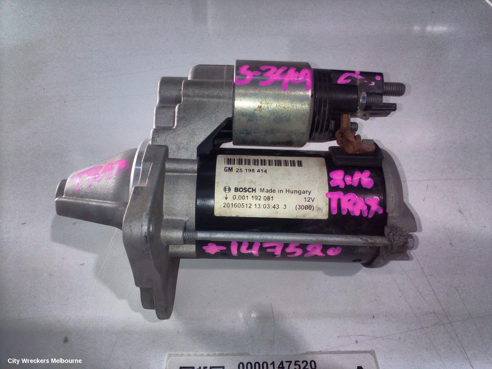 HOLDEN TRAX STARTER, PETROL, 1.4, AUTO T/M, TJ SERIES, 08/2014 - 12/2020