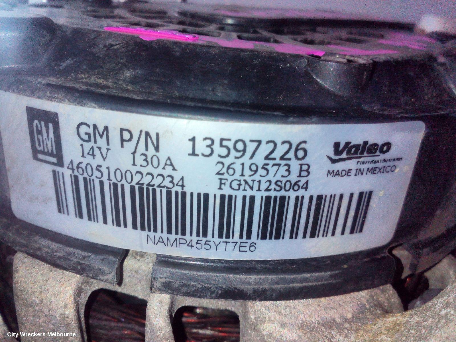 HOLDEN TRAX ALTERNATOR, PETROL, 1.4, AUTO T/M, TJ SERIES, 08/2014 - 12/2020