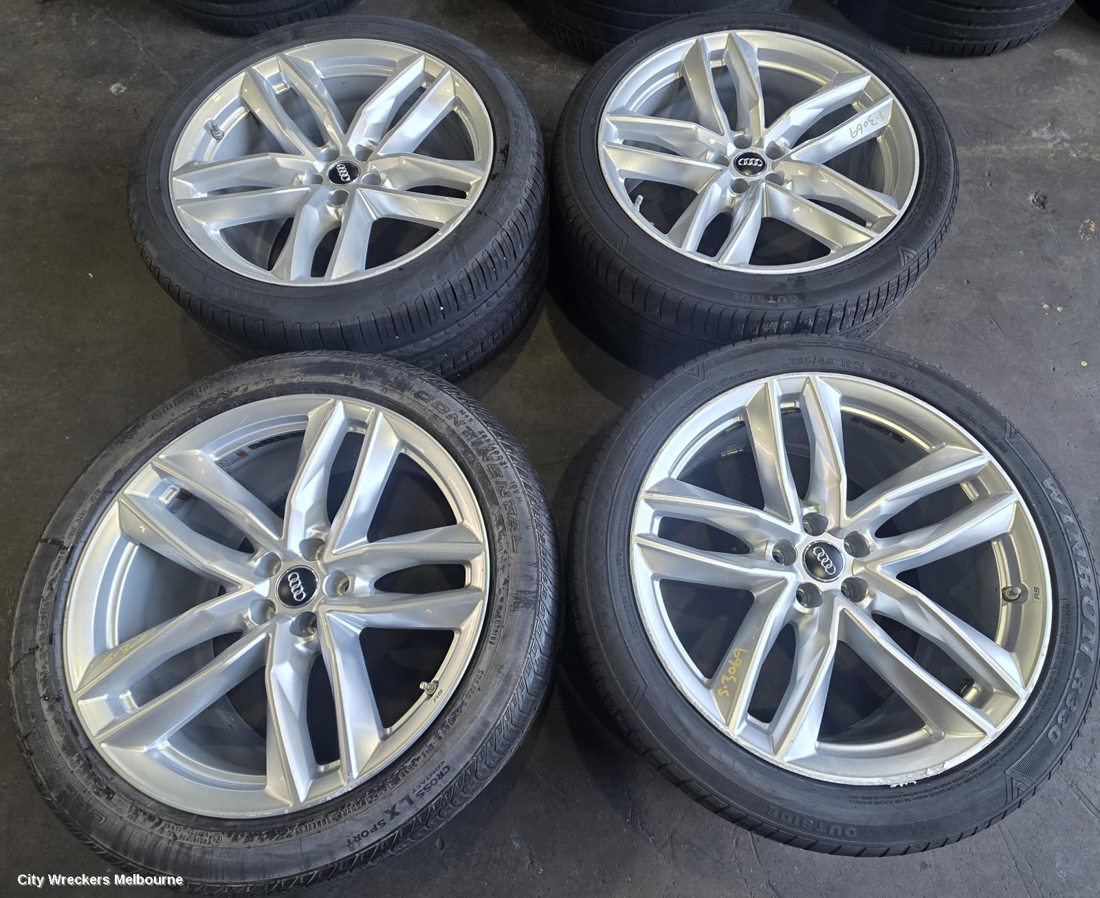 AUDI Q7 WHEEL MAG, 4M, FACTORY, 21X9.5IN, 5 TWIN SPOKE, SILVER, 07/2015 - 03/2020