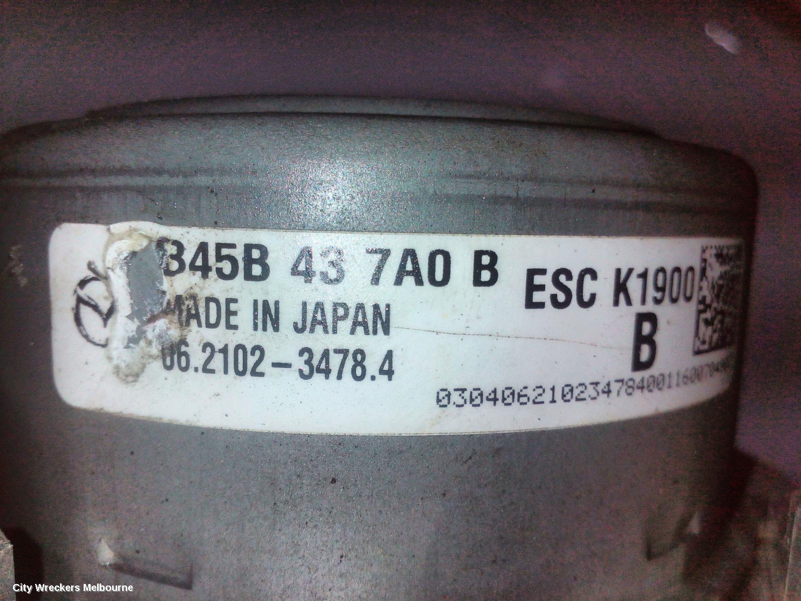 MAZDA 3 ABS PUMP/MODULATOR, BM-BN, P/N B45B437A0B, 06/2013 - 02/2019