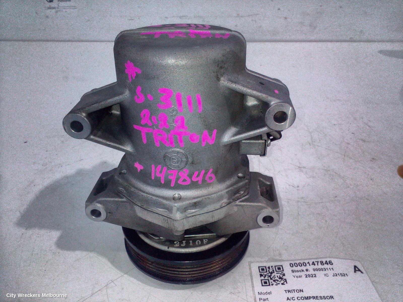 MITSUBISHI TRITON A/C COMPRESSOR, MQ-MR, 2.4, 4N15, DIESEL, 03/2015 - 10/2023