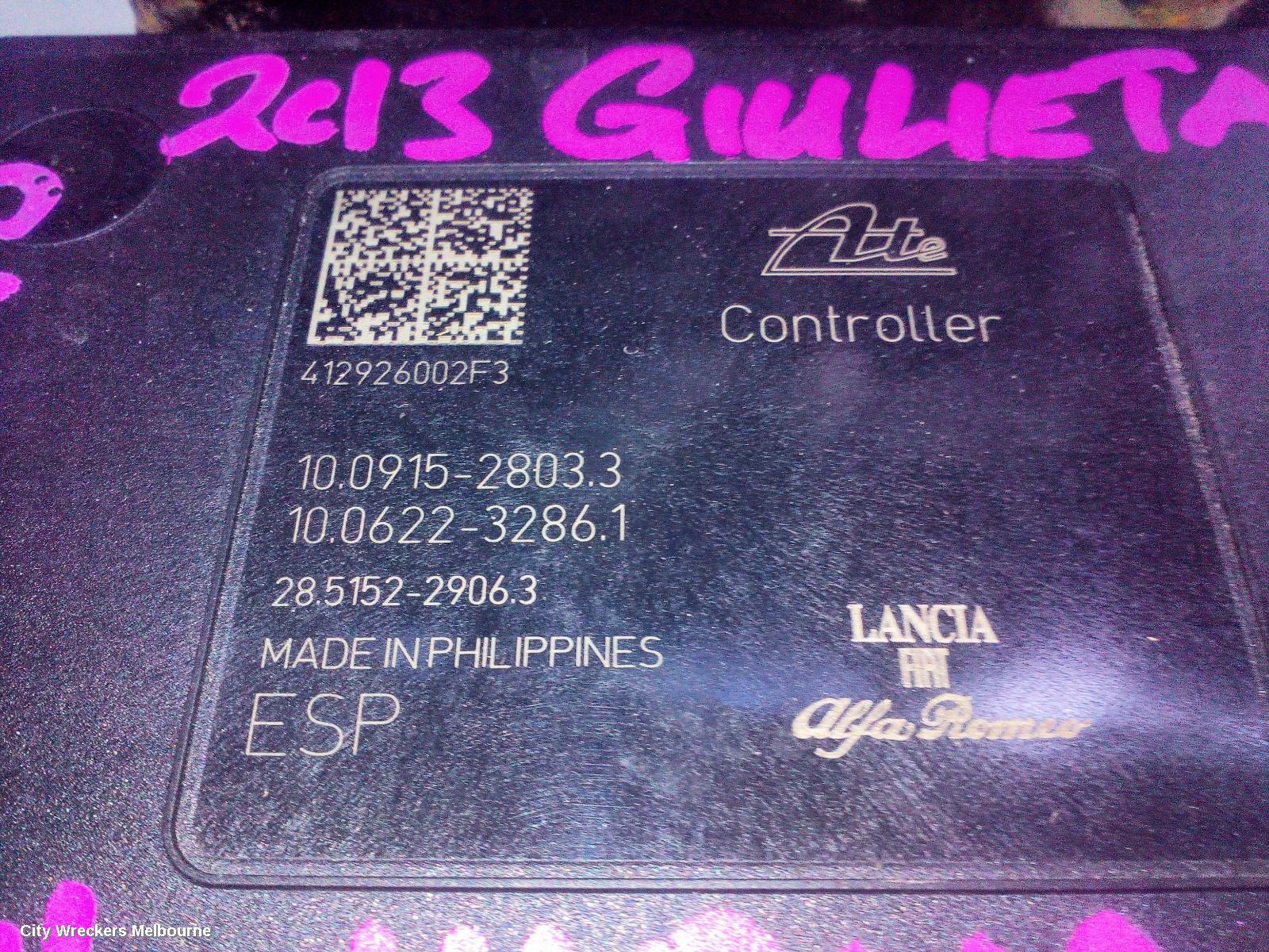 ALFA ROMEO GIULIETTA ABS PUMP/MODULATOR, 940 SERIES, 01/2011 - 12/2020