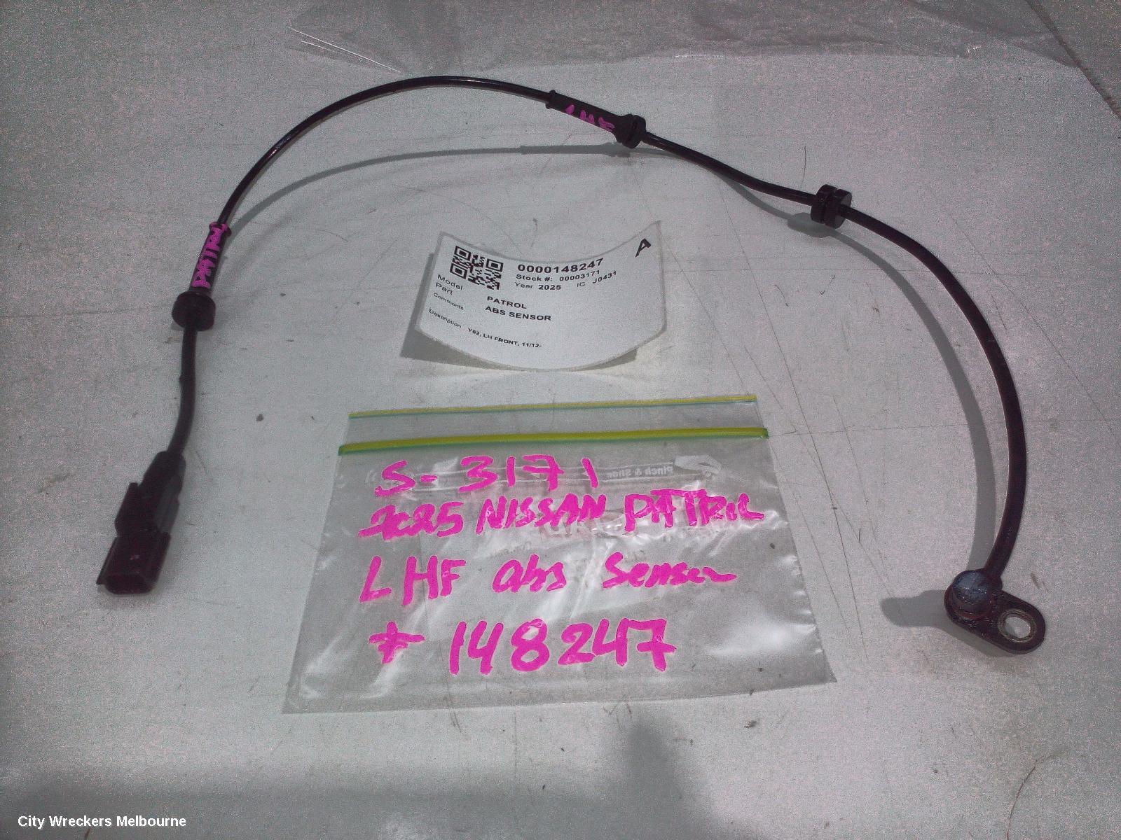NISSAN PATROL ABS SENSOR, Y62, LH FRONT, 11/2012 ONWARDS