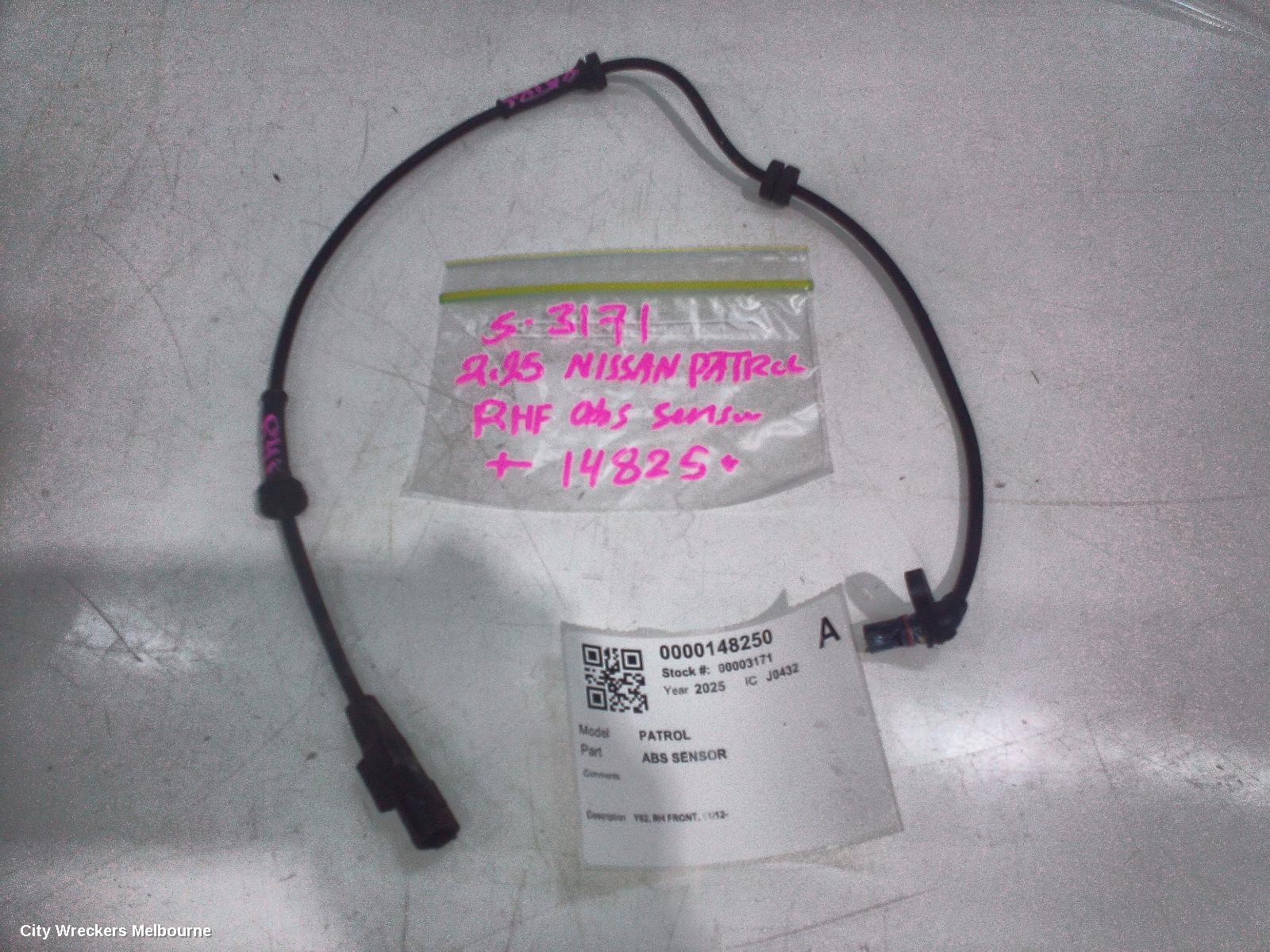 NISSAN PATROL ABS SENSOR, Y62, RH FRONT, 11/2012 ONWARDS