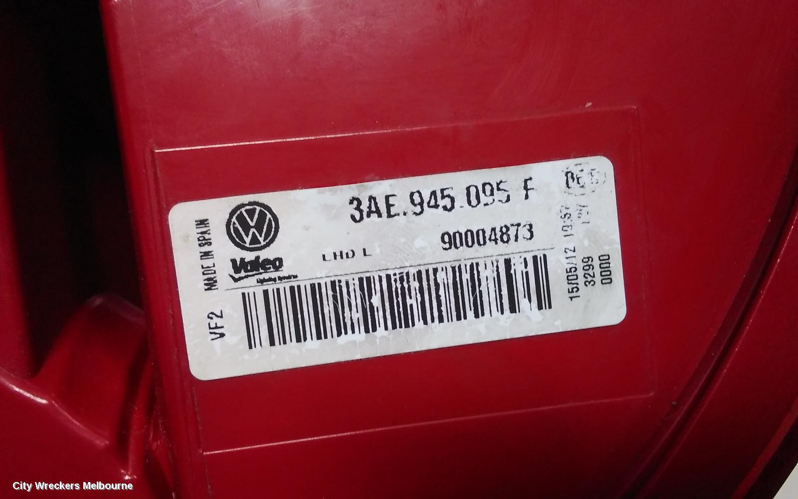 VOLKSWAGEN PASSAT LEFT TAILLIGHT, 3C/MK6 B7, SEDAN, NON LED TYPE, 09/2010 - 05/2015