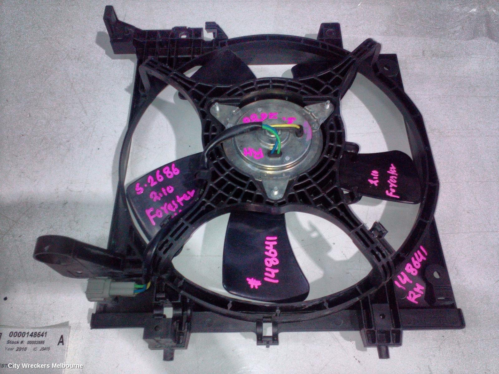 SUBARU FORESTER FAN, A/C FAN (RH - DRIVERS SIDE), 2.5, EJ25, 2 PIN PLUG TYPE (5 BLADE), 02/2008 - 12/2012