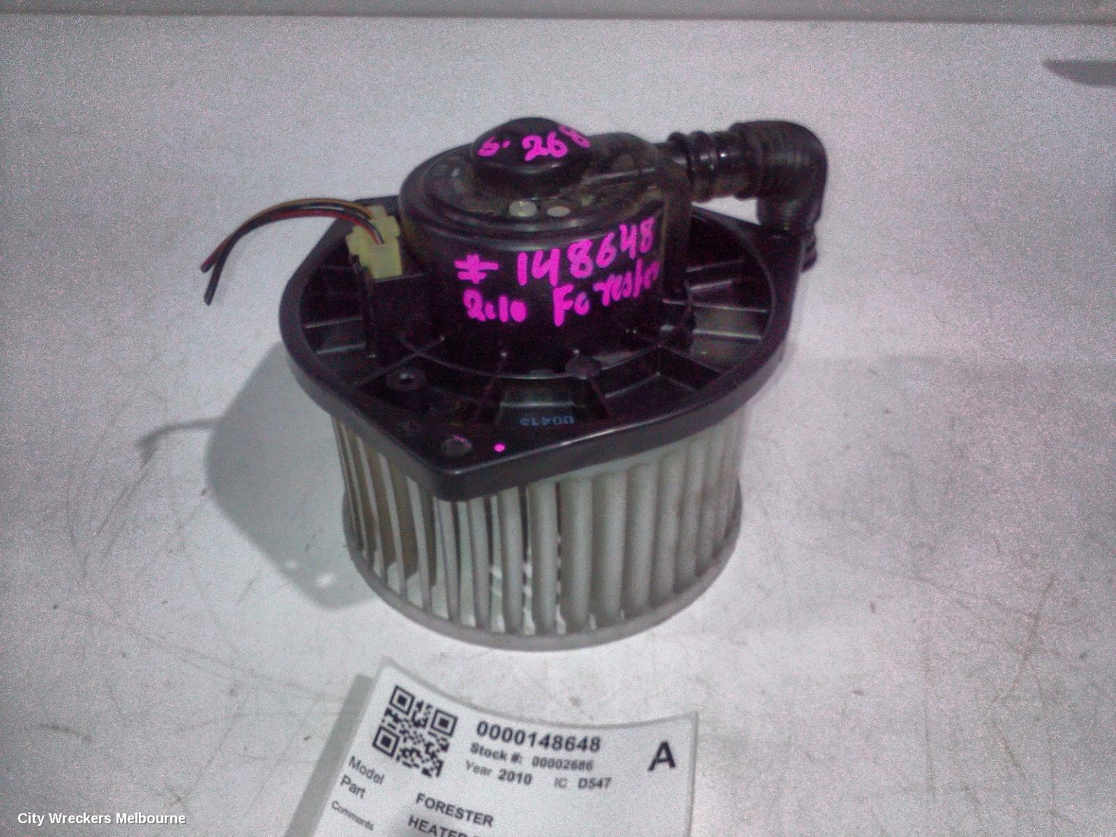 SUBARU FORESTER HEATER FAN MOTOR, 2 PIN TYPE, 02/2008 - 08/2012