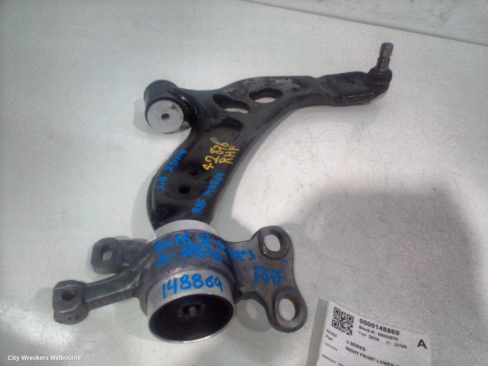 BMW 2 SERIES RIGHT FRONT LOWER CONTROL ARM, F45, ACTIVE TOURER, 09/2014 - 09/2021