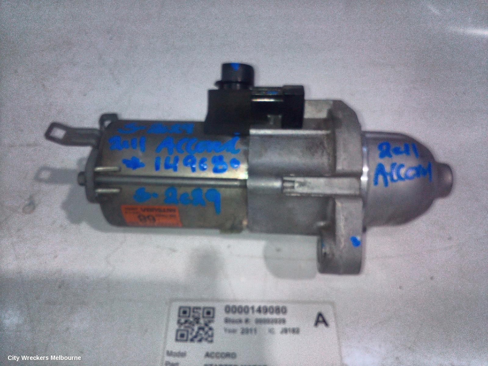 HONDA ACCORD STARTER, 2.4, K24Z3, 8TH GEN, EURO (VIN JHMCU), 06/2008 - 12/2015