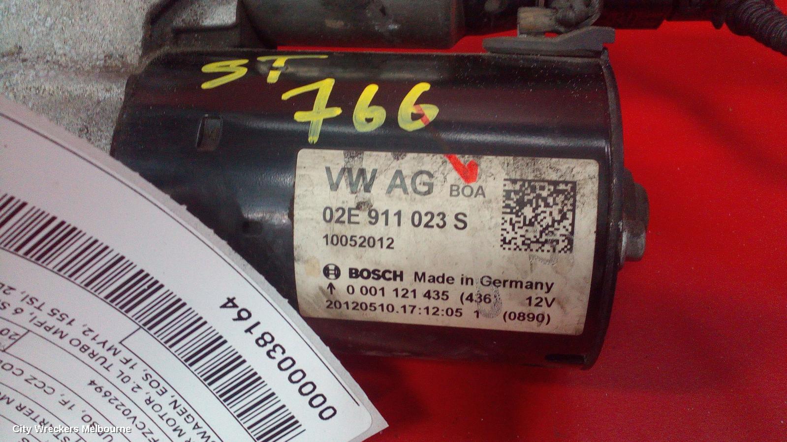 VOLKSWAGEN EOS STARTER, PETROL, 2.0, TURBO, 1F, CCZ CODE, 05/2010 - 12/2014