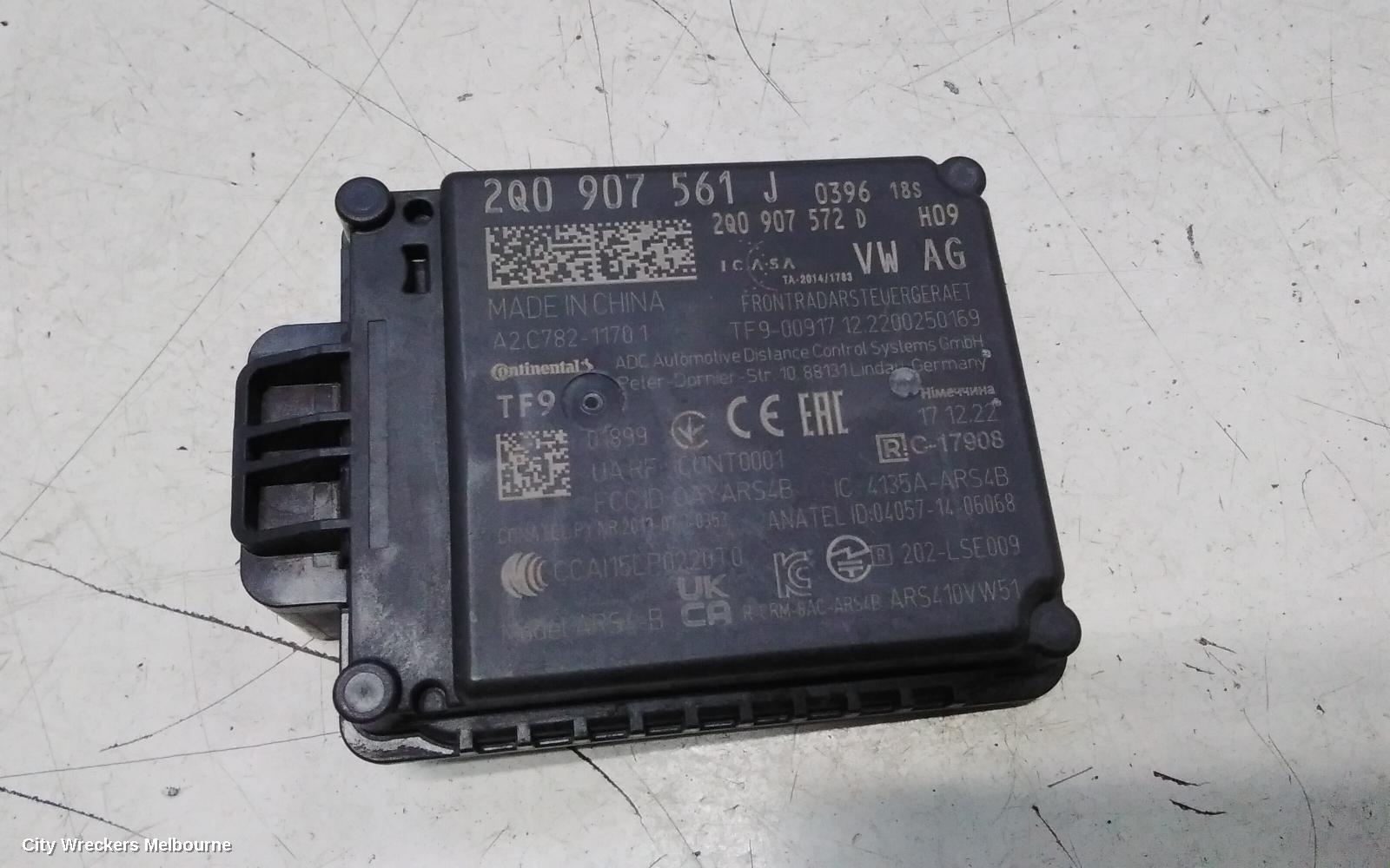 VOLKSWAGEN TIGUAN REVERSE CAMERA, FRONT RADAR SENSOR, P/N 2Q0907561J, 5NA, 06/2016 - 02/2024