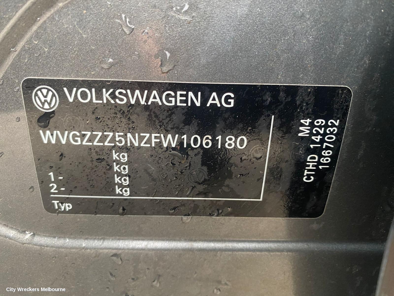 VOLKSWAGEN TIGUAN LEFT FRONT DOOR, 5N, 05/2008 - 08/2016