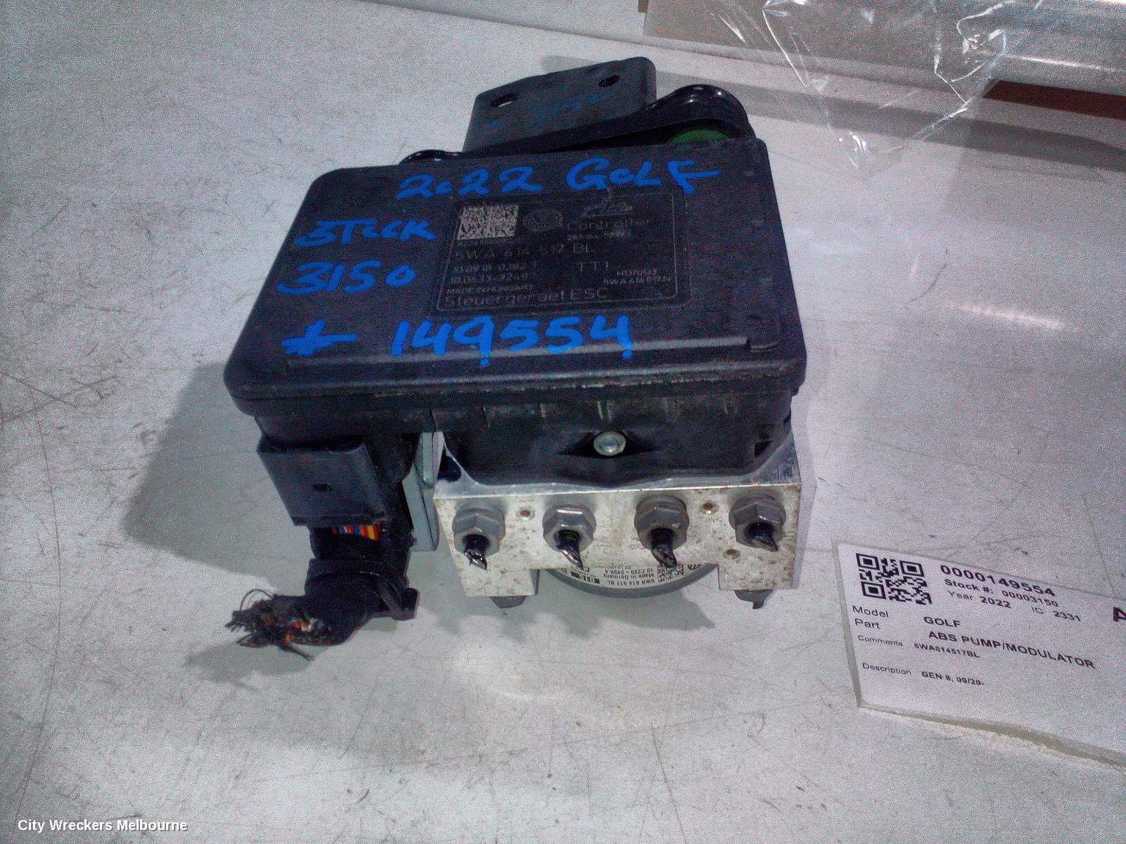 VOLKSWAGEN GOLF ABS PUMP/MODULATOR, GEN 8, 09/2020 ONWARDS