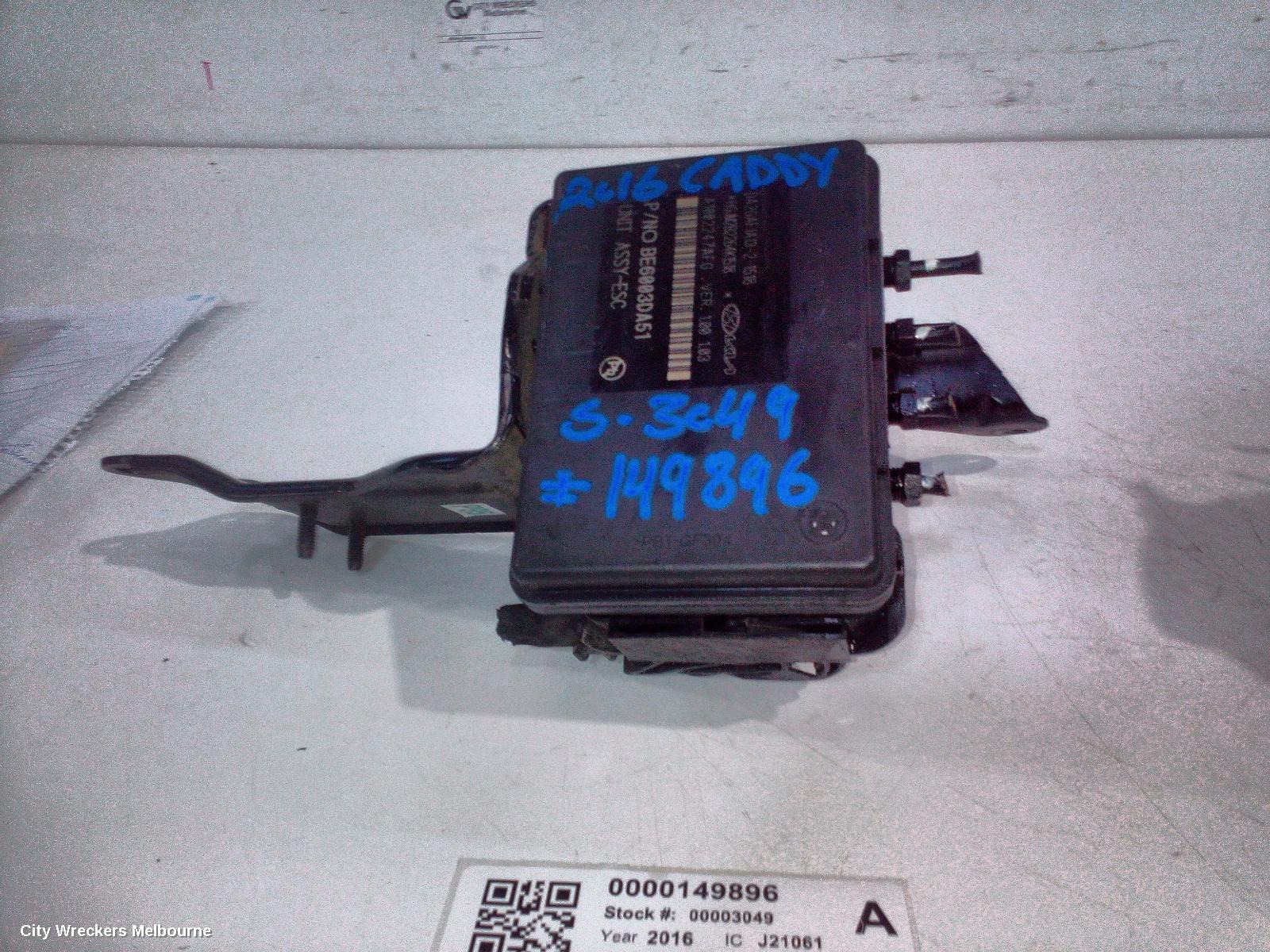 VOLKSWAGEN CADDY ABS PUMP/MODULATOR, 2KN, P/N 7E0614517L, 12/2015 - 02/2021