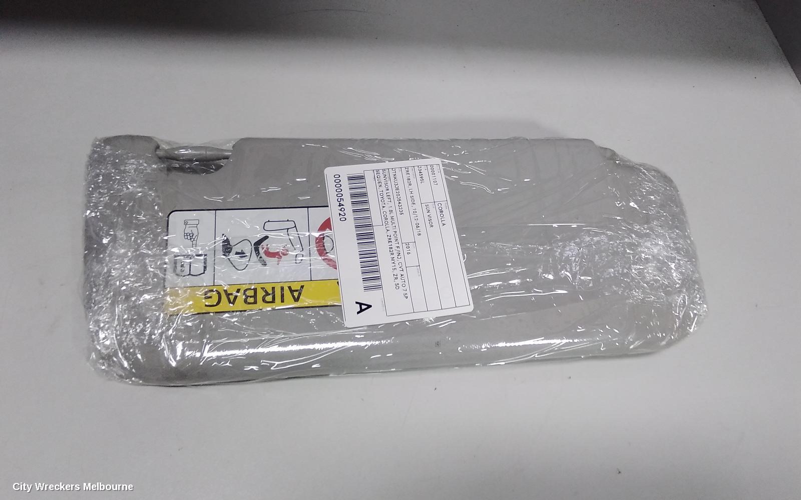 TOYOTA COROLLA SUNVISOR, ZRE182R, LH SIDE, 10/2012 - 06/2018
