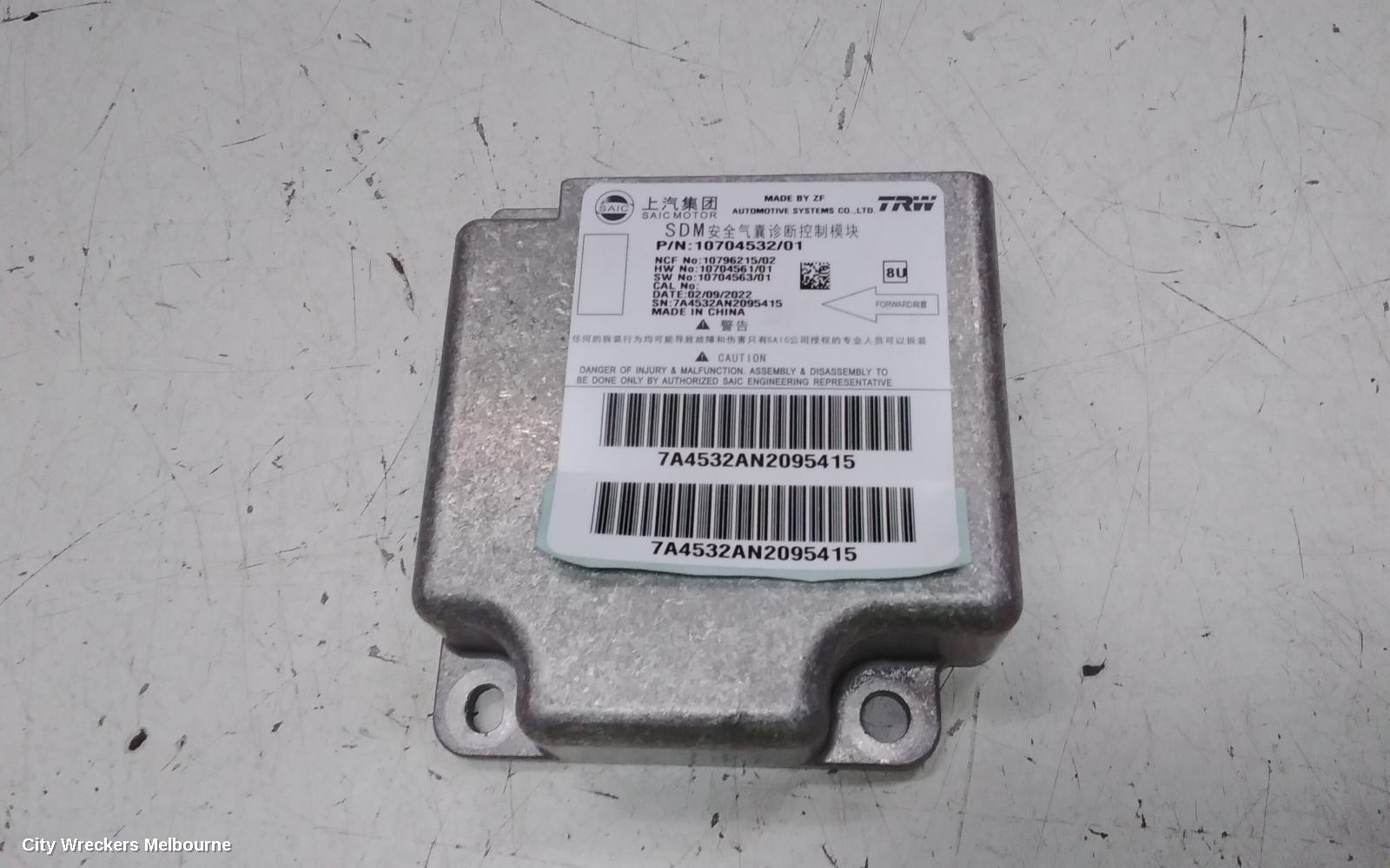 MG ZS AIRBAG MODULE/SENSOR, MODULE, AZS1, 09/2017 - 06/2025