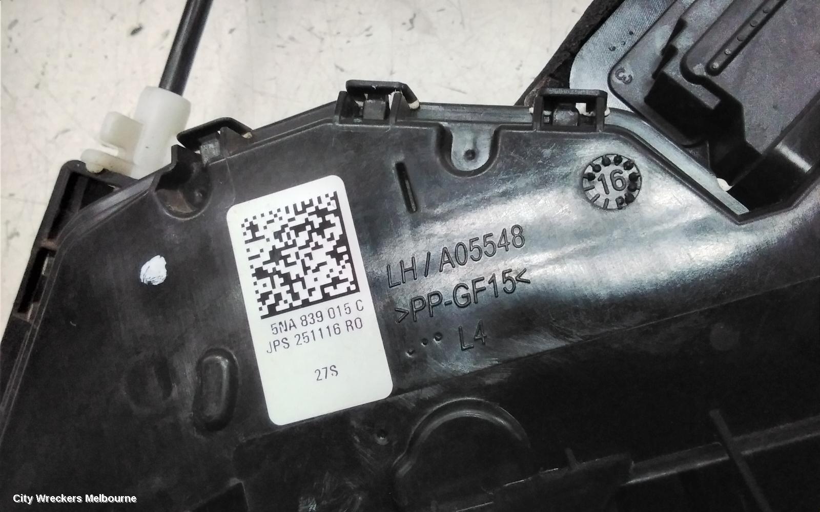 VOLKSWAGEN TIGUAN DOOR/BOOT/GATE LOCK, LEFT REAR DOOR LOCK, NON ALLSPACE, 5NA, 06/2016 - 02/2024