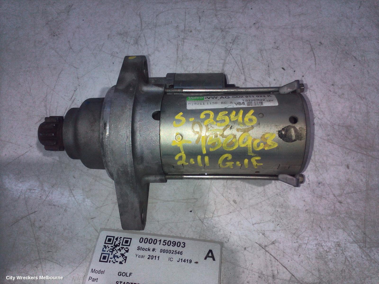 VOLKSWAGEN GOLF STARTER, PETROL, 1.4, GEN 6, 10/2008 - 01/2016