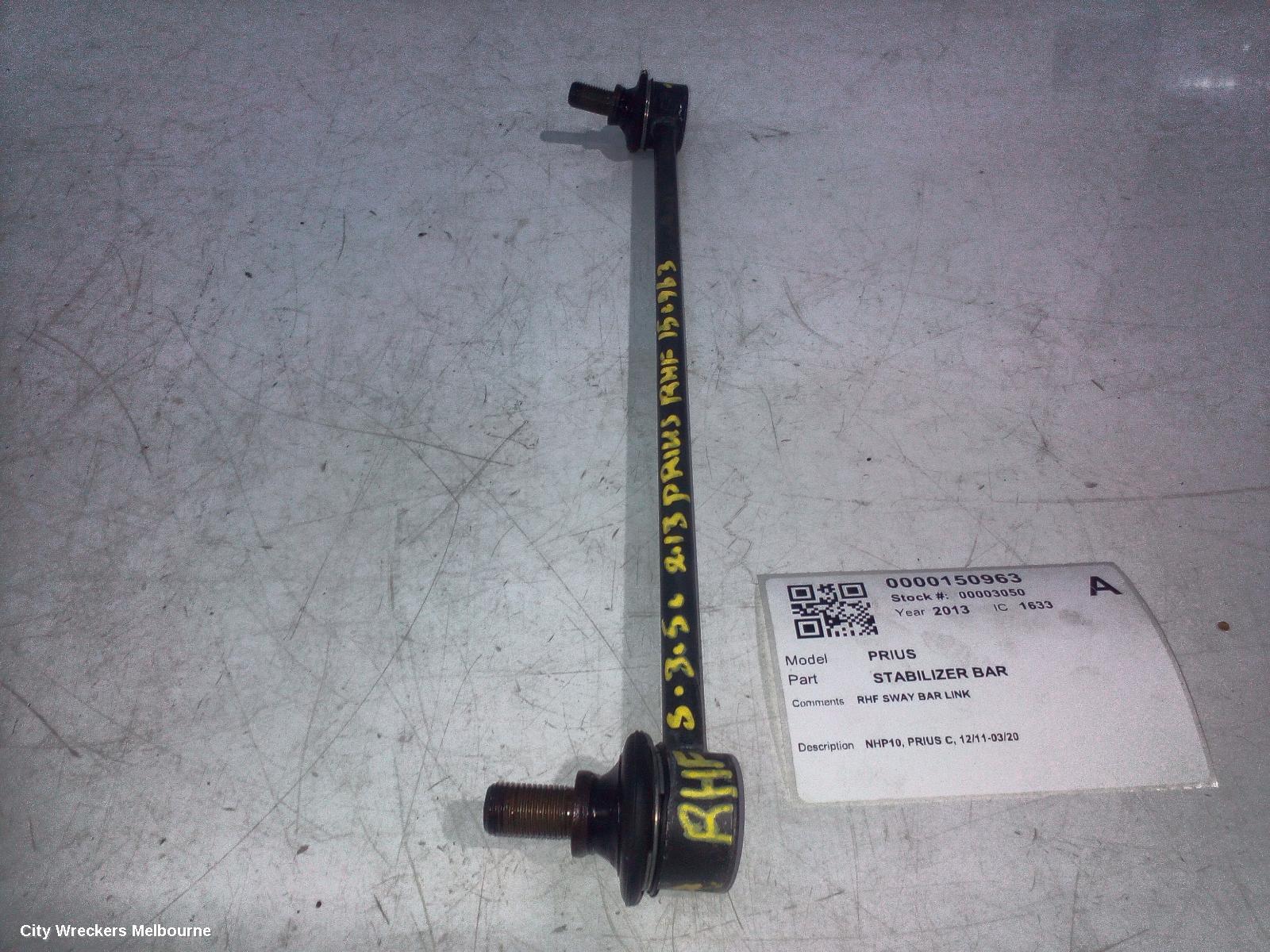 TOYOTA PRIUS STABILISER BAR, NHP10, PRIUS C, 12/2011 - 03/2020