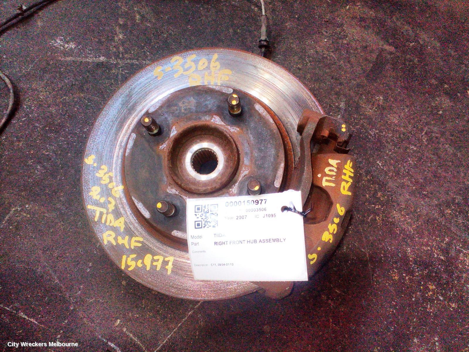 NISSAN TIIDA RIGHT FRONT HUB ASSEMBLY, C11, 09/2004 - 01/2013