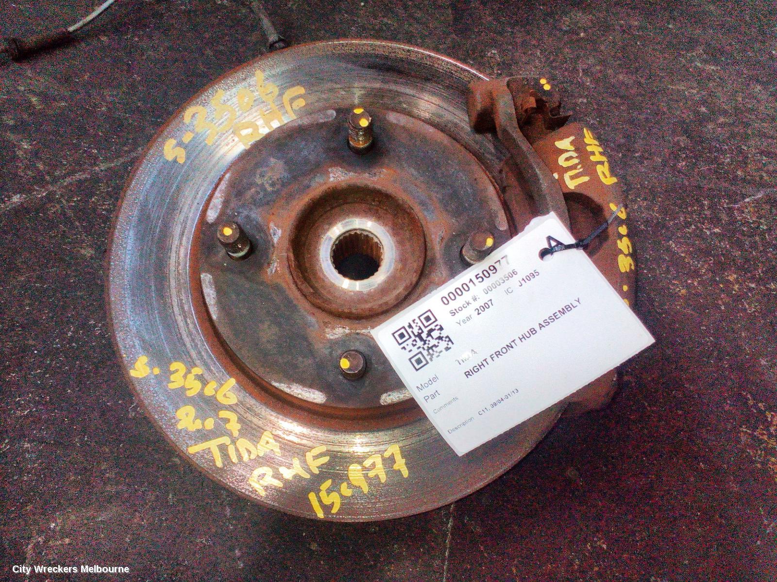 NISSAN TIIDA RIGHT FRONT HUB ASSEMBLY, C11, 09/2004 - 01/2013