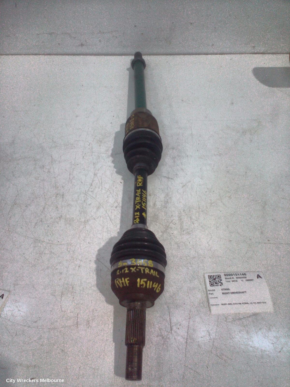 NISSAN XTRAIL RIGHT DRIVESHAFT, FRONT, AWD, AUTO T/M, PETROL, 2.5, T31, 09/2007 - 12/2013