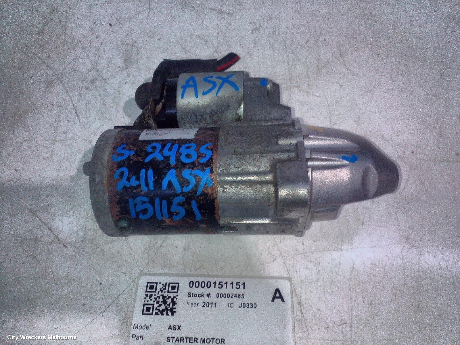 MITSUBISHI ASX STARTER, PETROL, 2.0/2.4, 1.3KW MITSUBISHI M000T38771, XA-XD, 05/2010 ONWARDS