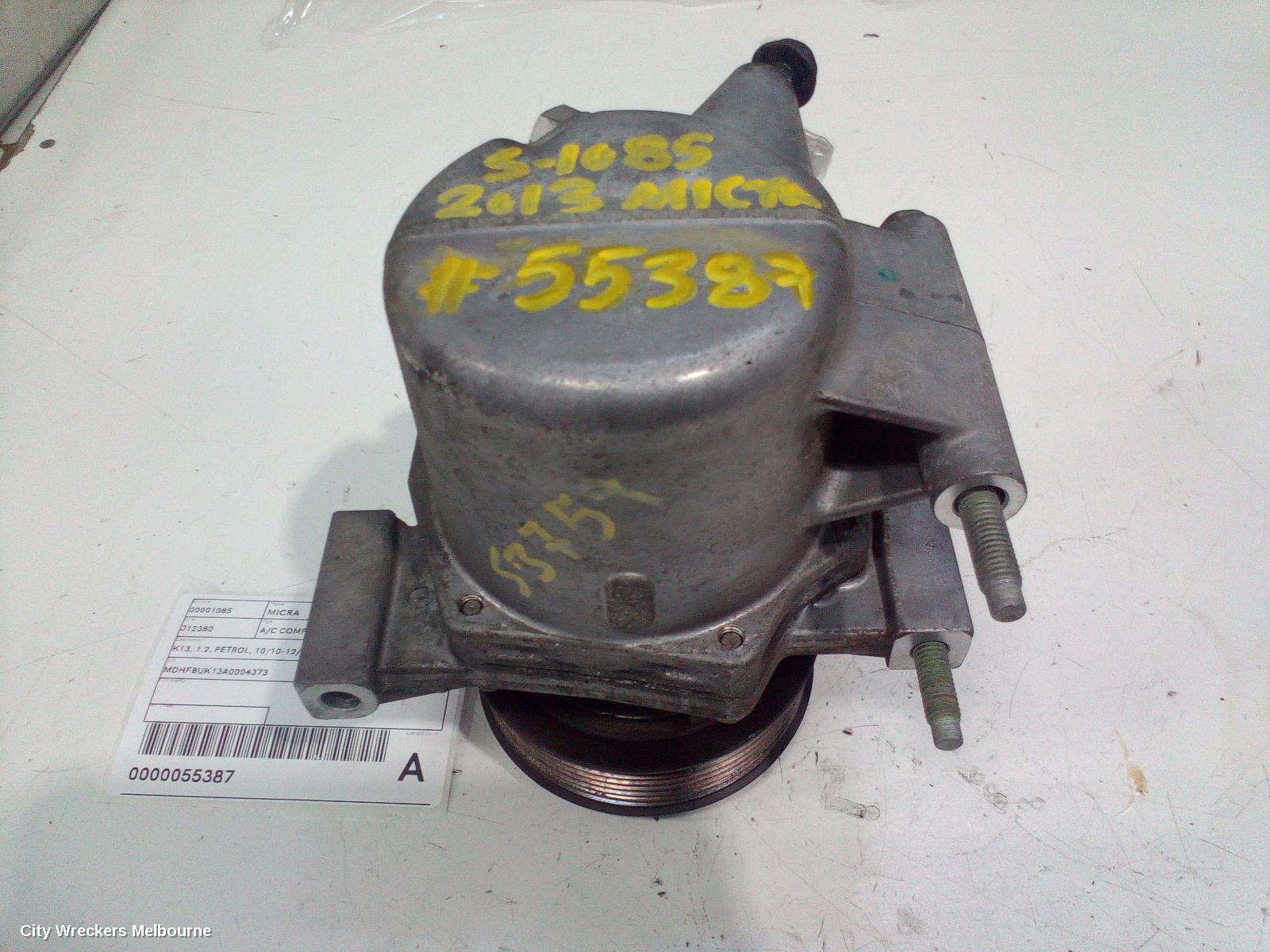 NISSAN MICRA A/C COMPRESSOR, K13, 1.2, PETROL, 10/2010 - 12/2016