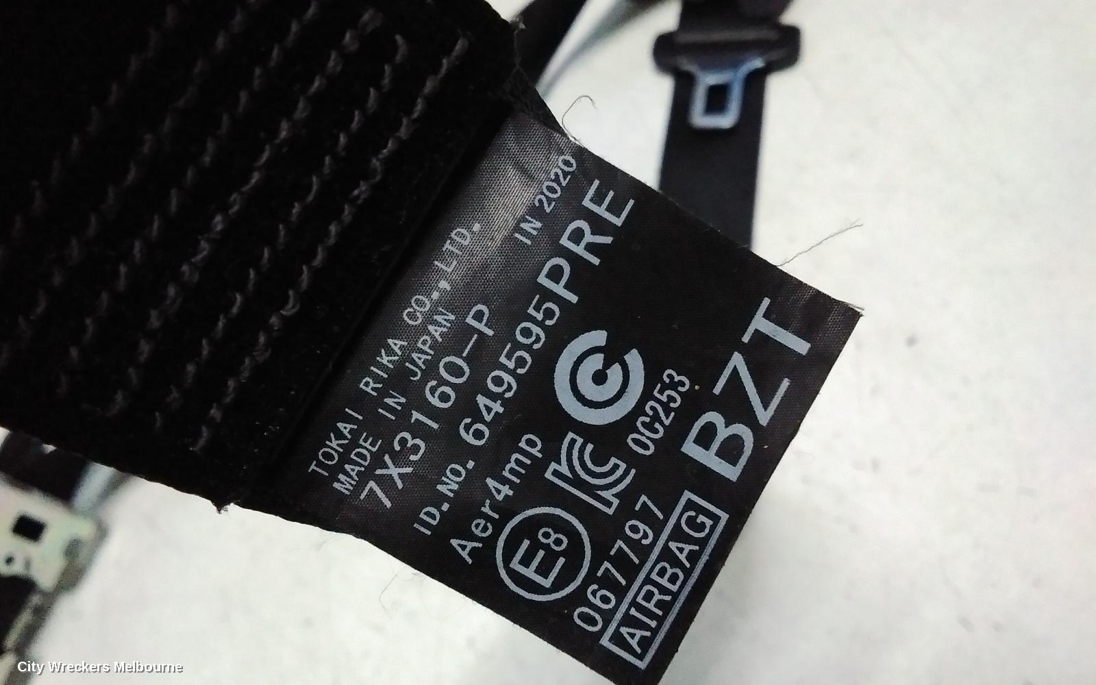 TOYOTA CAMRY SEATBELT/STALK, RH FRONT, SEAT BELT ONLY, XV70, 09/2017 - 05/2024